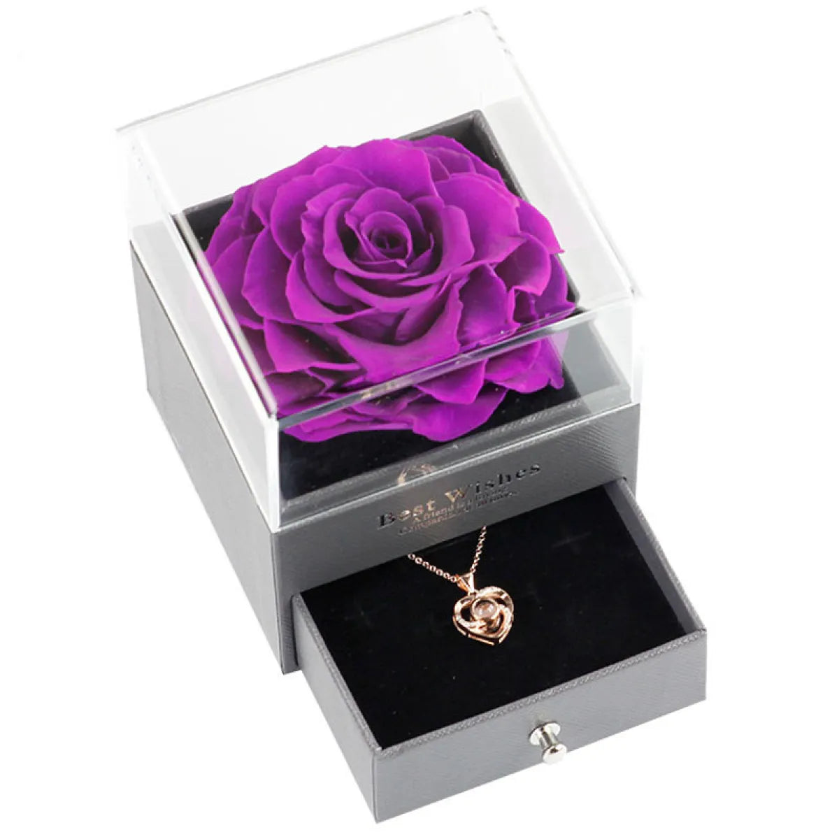 Preserved Rose Jewellery Box and Necklace Set