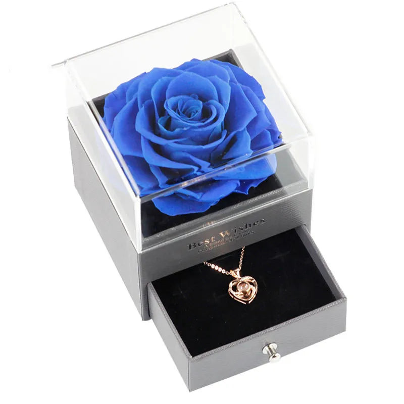 Preserved Rose Jewellery Box and Necklace Set
