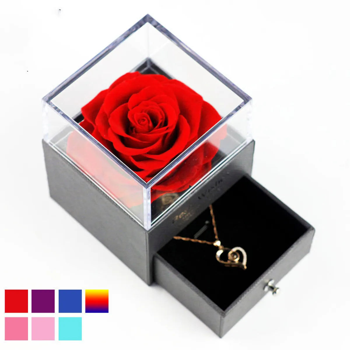 Preserved Rose Jewellery Box and Necklace Set