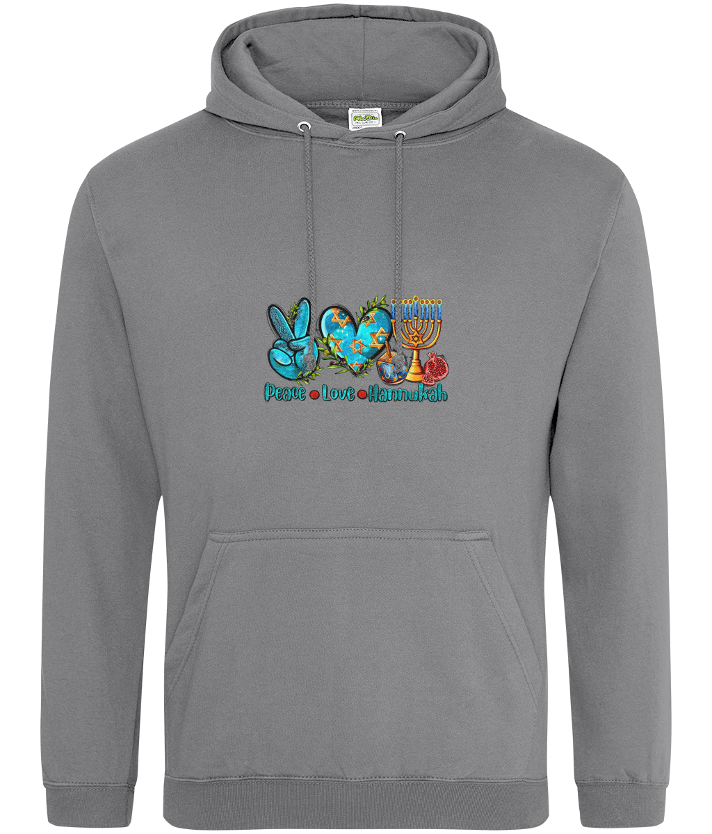 Men's Hoodie: Peace, Love Hannukah