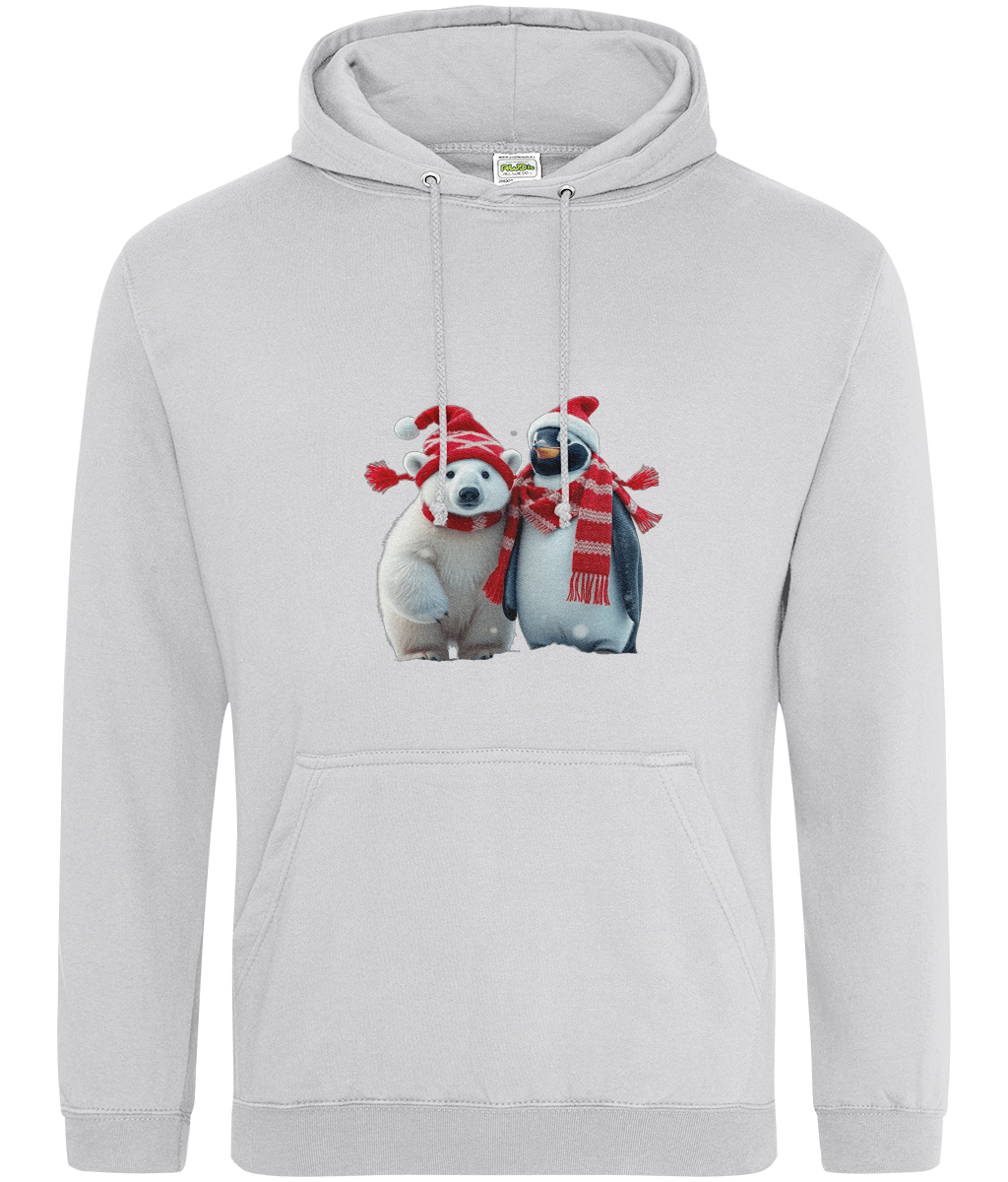 Men's Hoodies - Polar Bear & Penguin, Winter Holidays