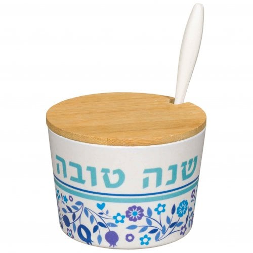 Rosh Hashanah Honey Dish - Blue Pomegranate Design