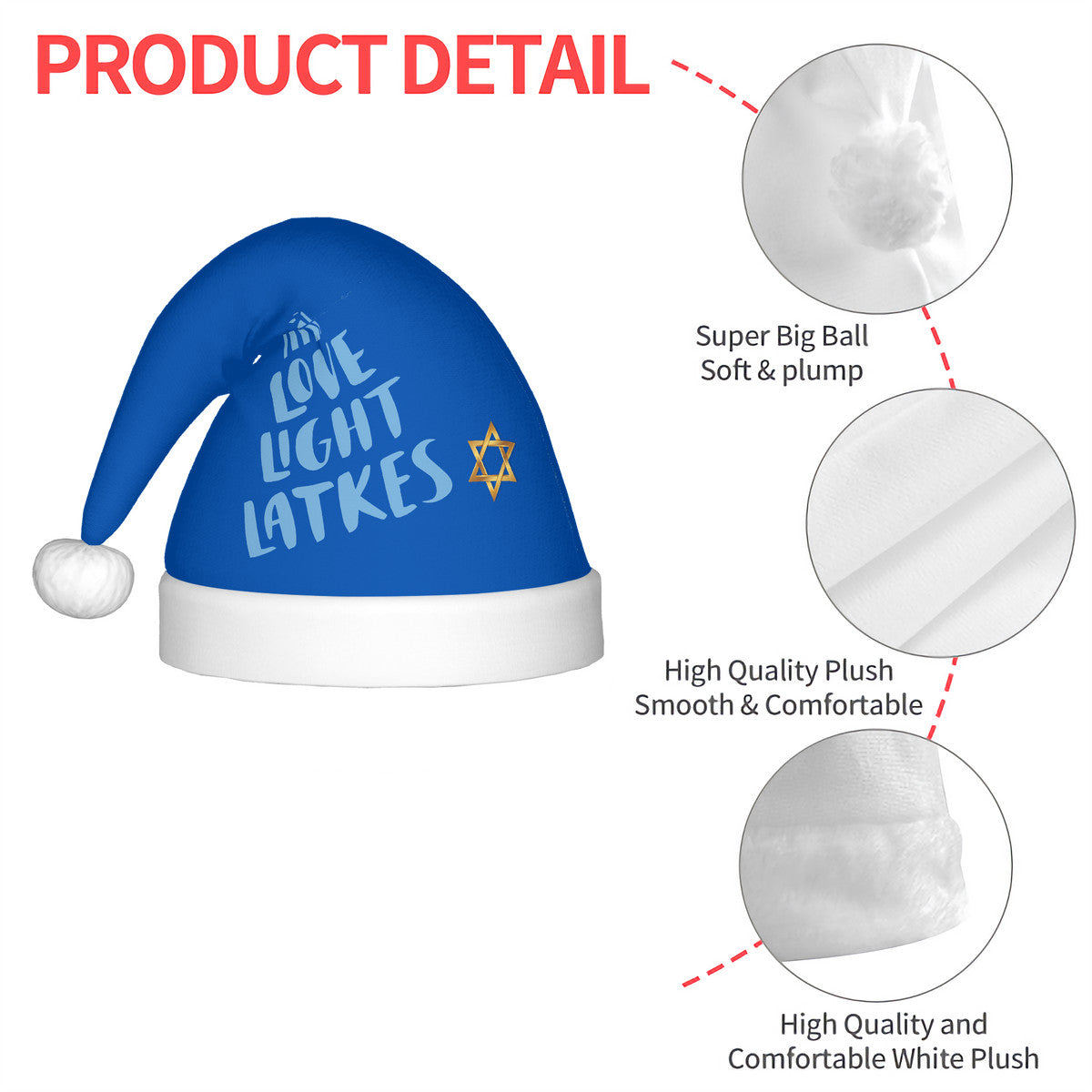 Adult Glowing Plush Hanukkah Hat - Blue