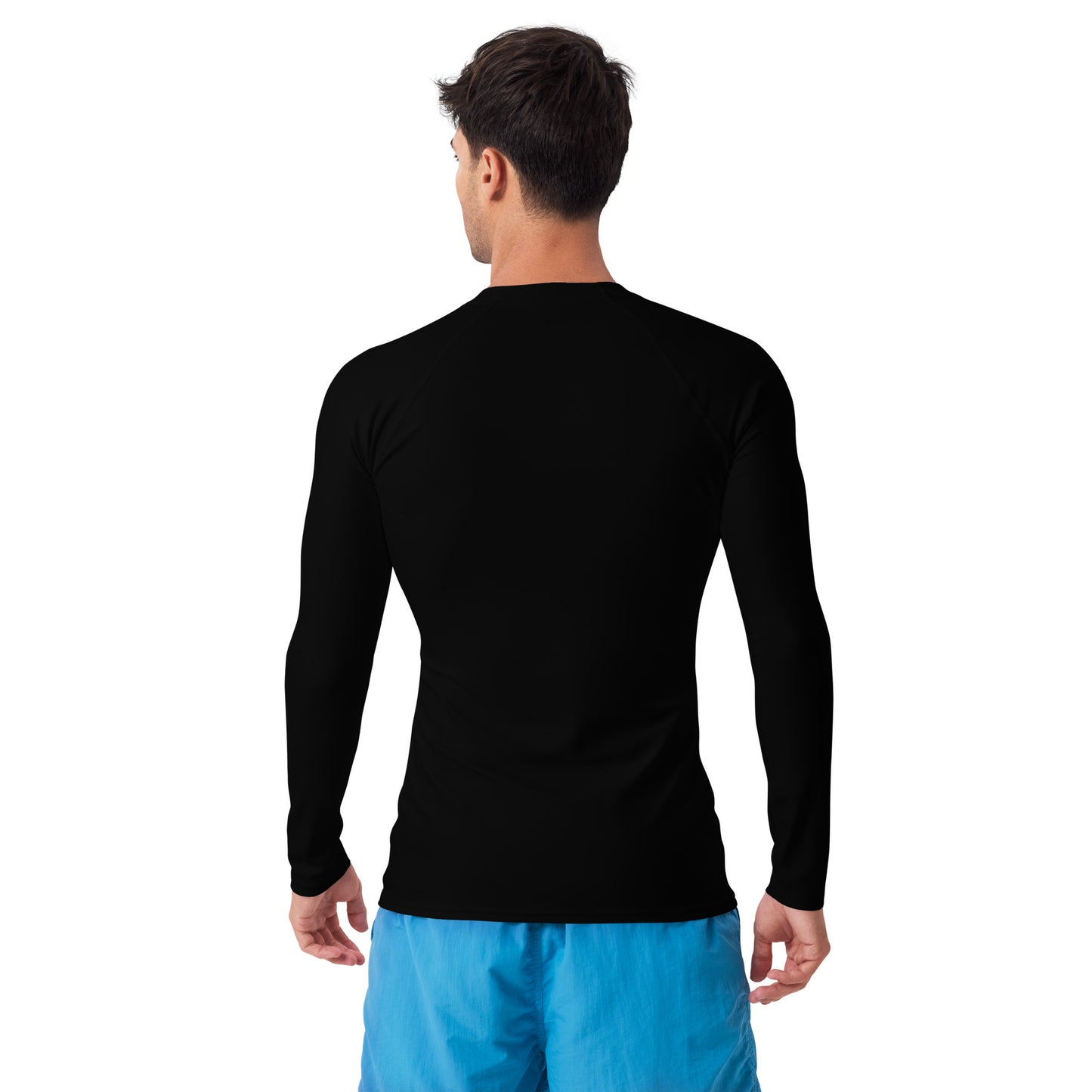Swimwear - Black Men's Rash Guard with Shark Detail