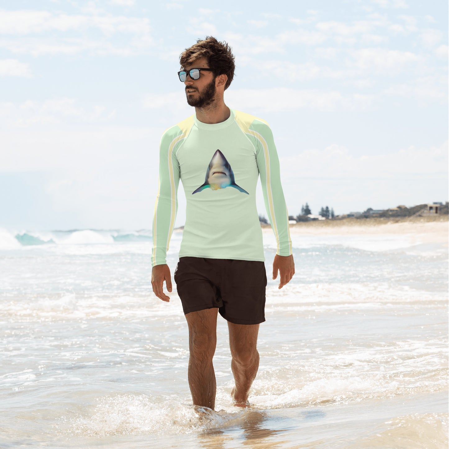 Swimwear - Light Green Men's Rash Guard