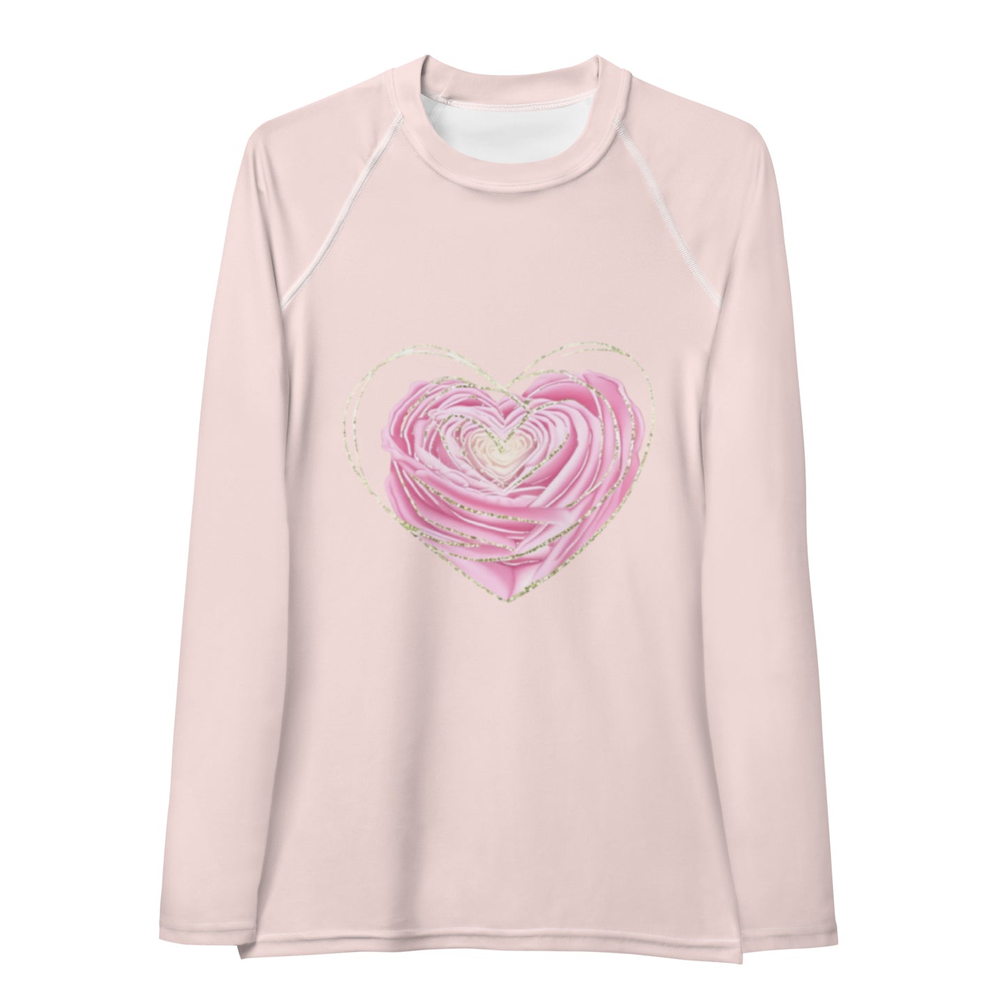 Swimwear - Pink Women's Rash Guard with Rose Detail