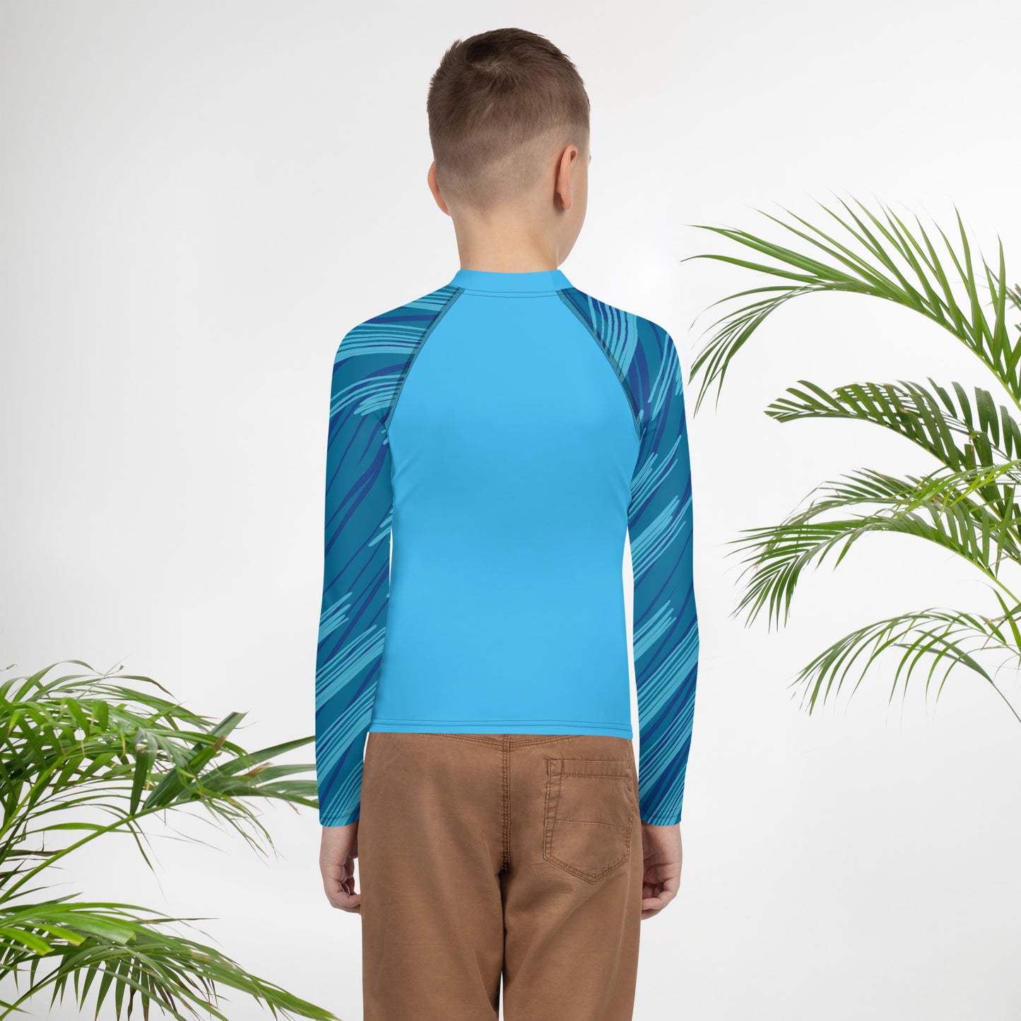 Swimwear - Blue Boys Rash Guard with Shark Detail, T8-16