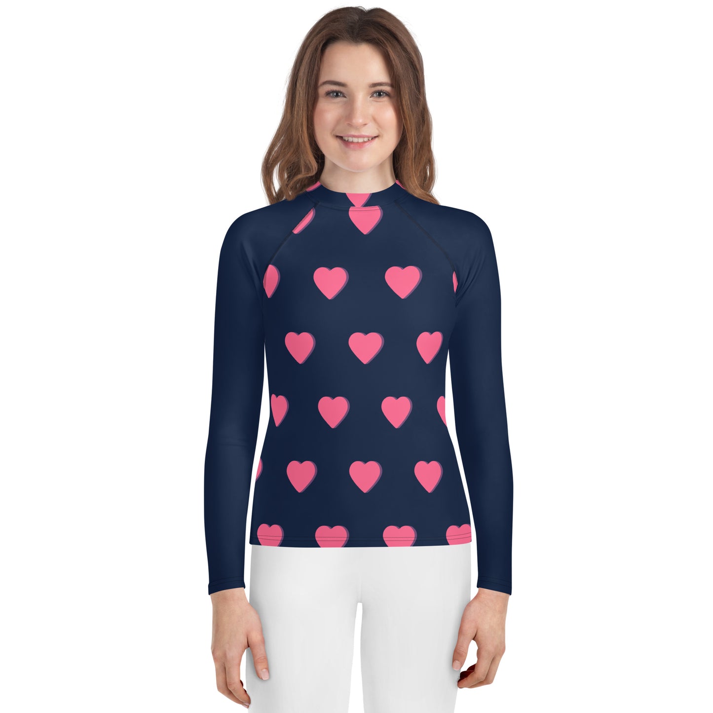 Swimwear - Girls Rash Guard with Heart Detail, T8-16