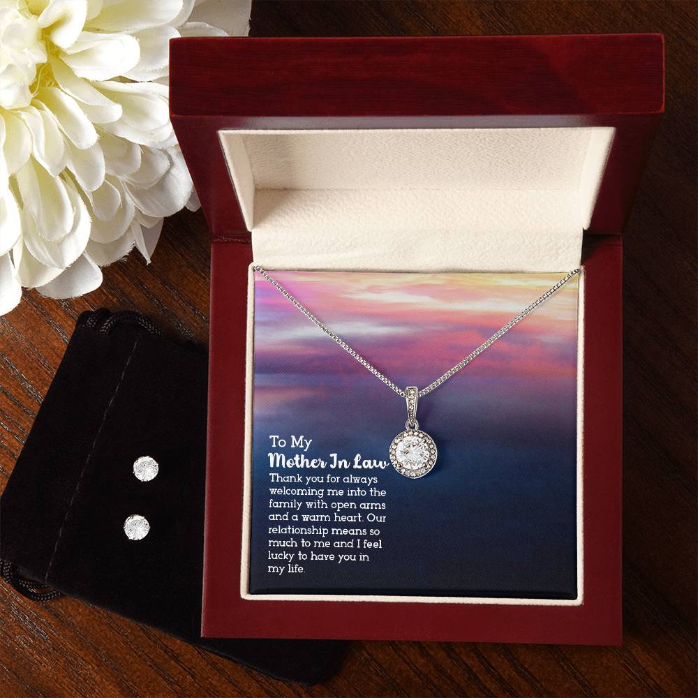 To My Mother in Law - Eternal Hope Necklace & Clear ZD Earrings