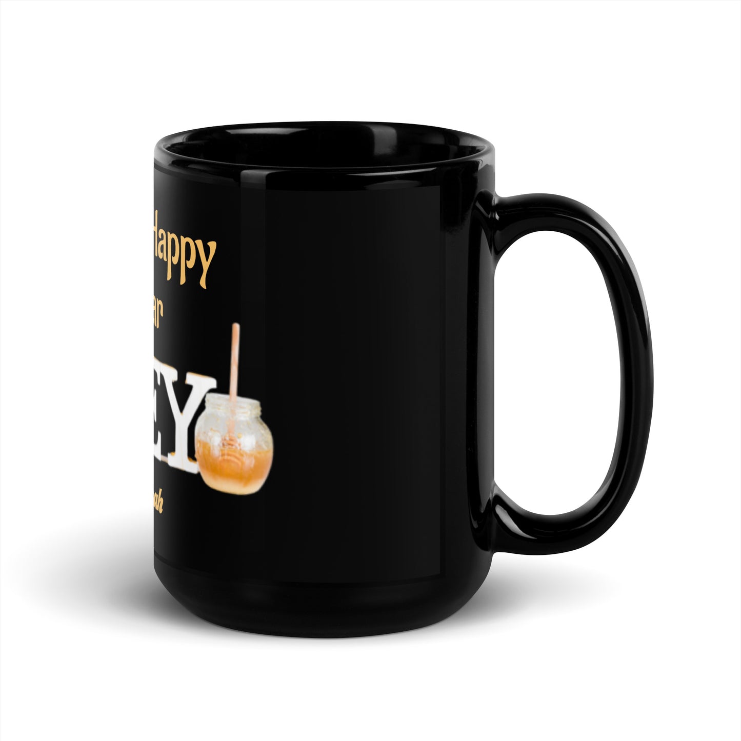 Shanah Tovah Black Glossy Mug