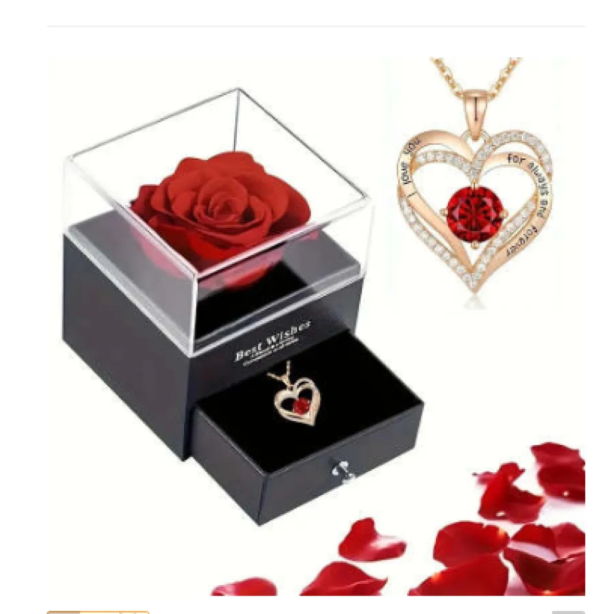 Preserved Rose Jewellery Box and Necklace Set