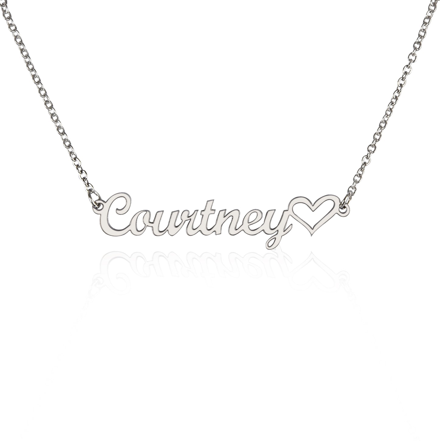 Silver Name Necklace with Heart