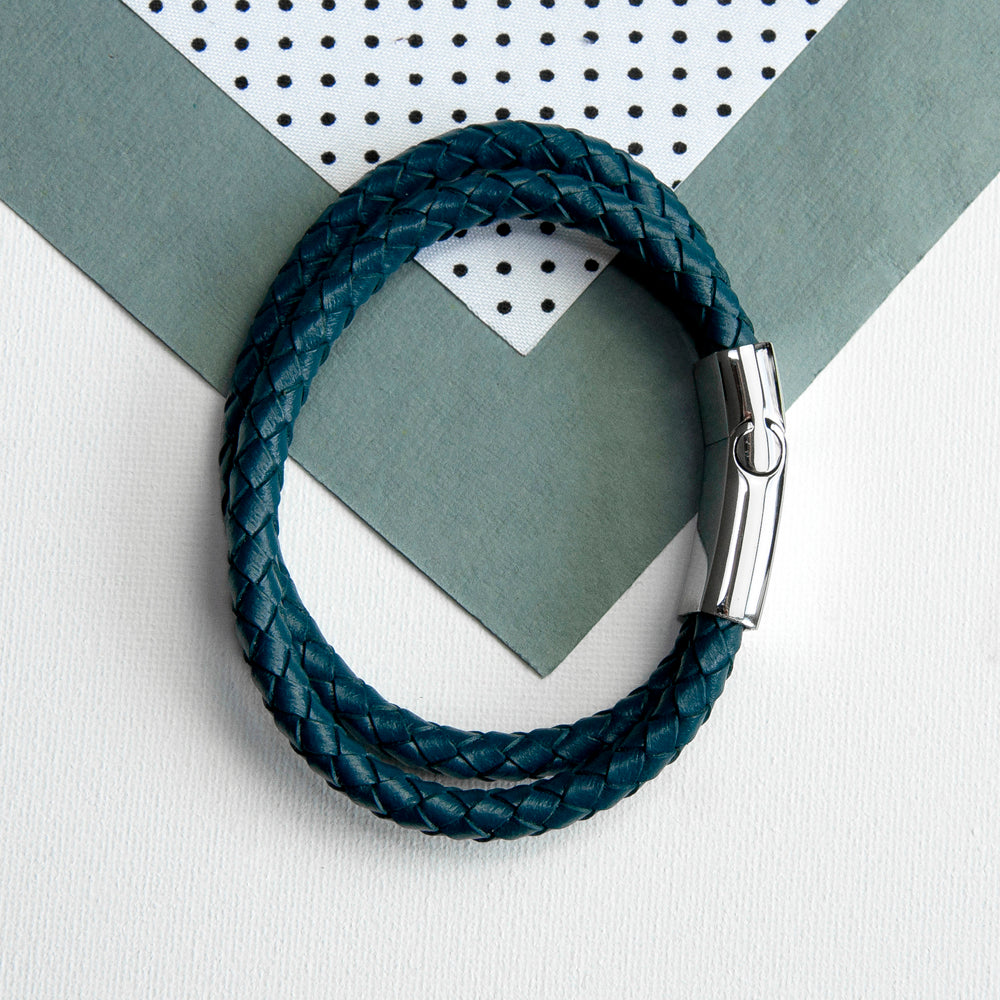Personalised Men's Leather Woven Bracelet