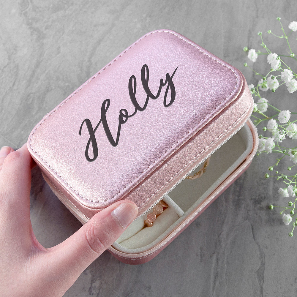 Personalised Pink Travel Jewellery Case