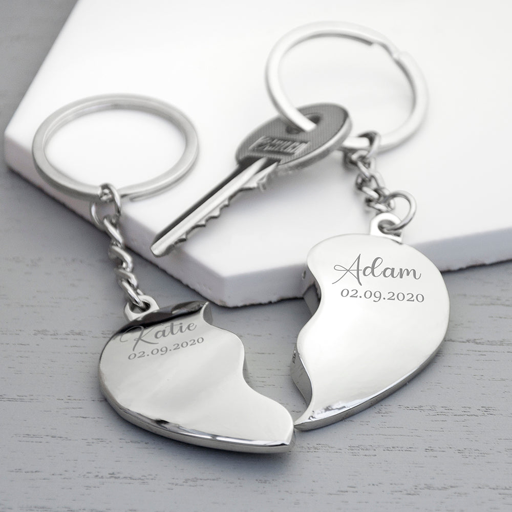Personalised Special Date Heart Keyring Set