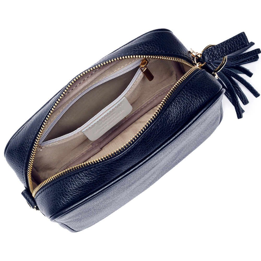 Personalised Elie Beaumont Navy Bag with Tricolour Strap
