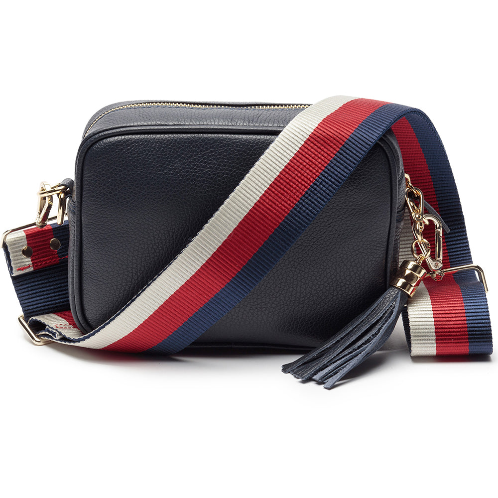 Personalised Elie Beaumont Navy Bag with Tricolour Strap