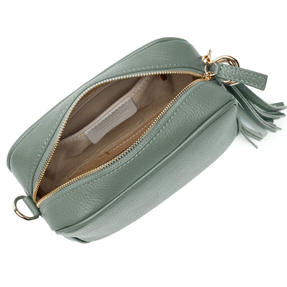 Personalised Elie Beaumont Mint Bag with Champagne Stripes Strap