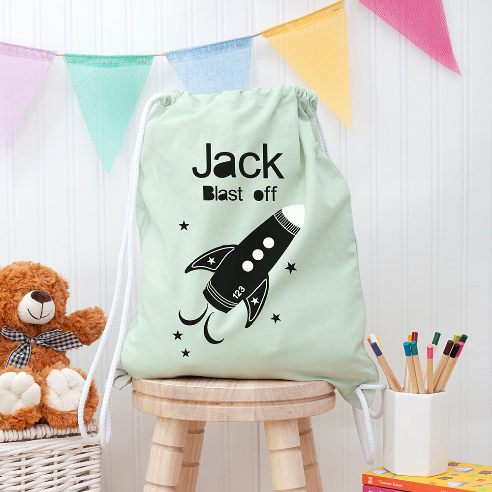 Personalised Children's Space Rocket PE Kit Bag