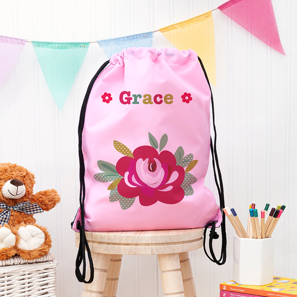 Personalised Girl's Classic Pink Waterproof Swim Bag
