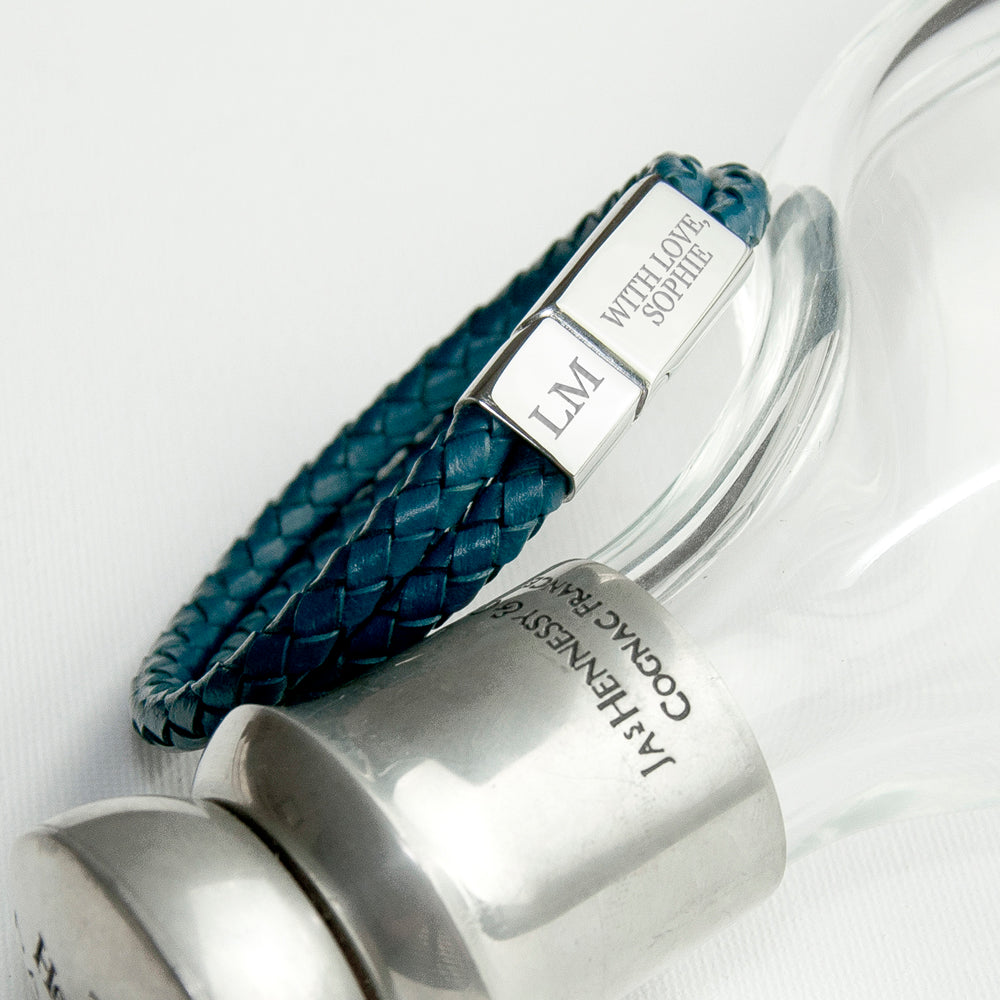 Personalised Men's Leather Woven Bracelet