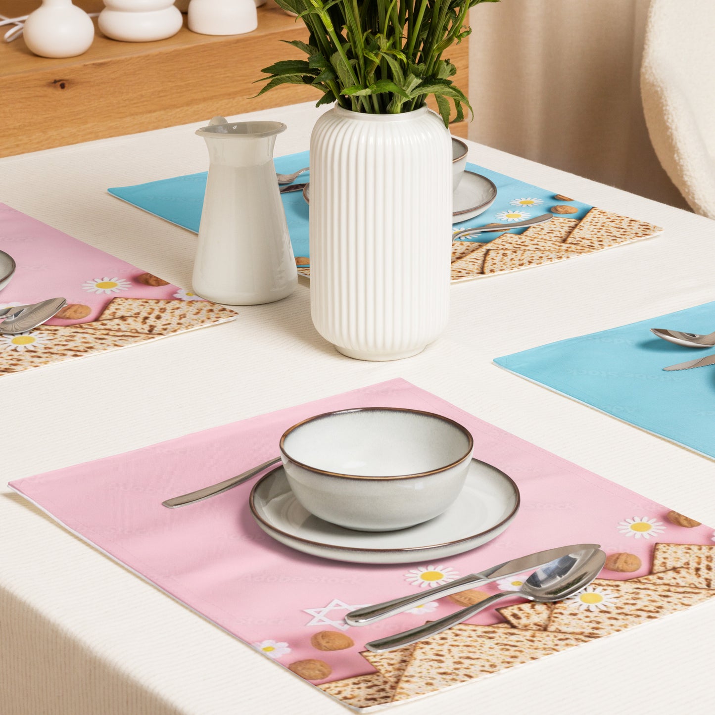 Passover Placemat Set, Assorted Colours, Blue & Pink