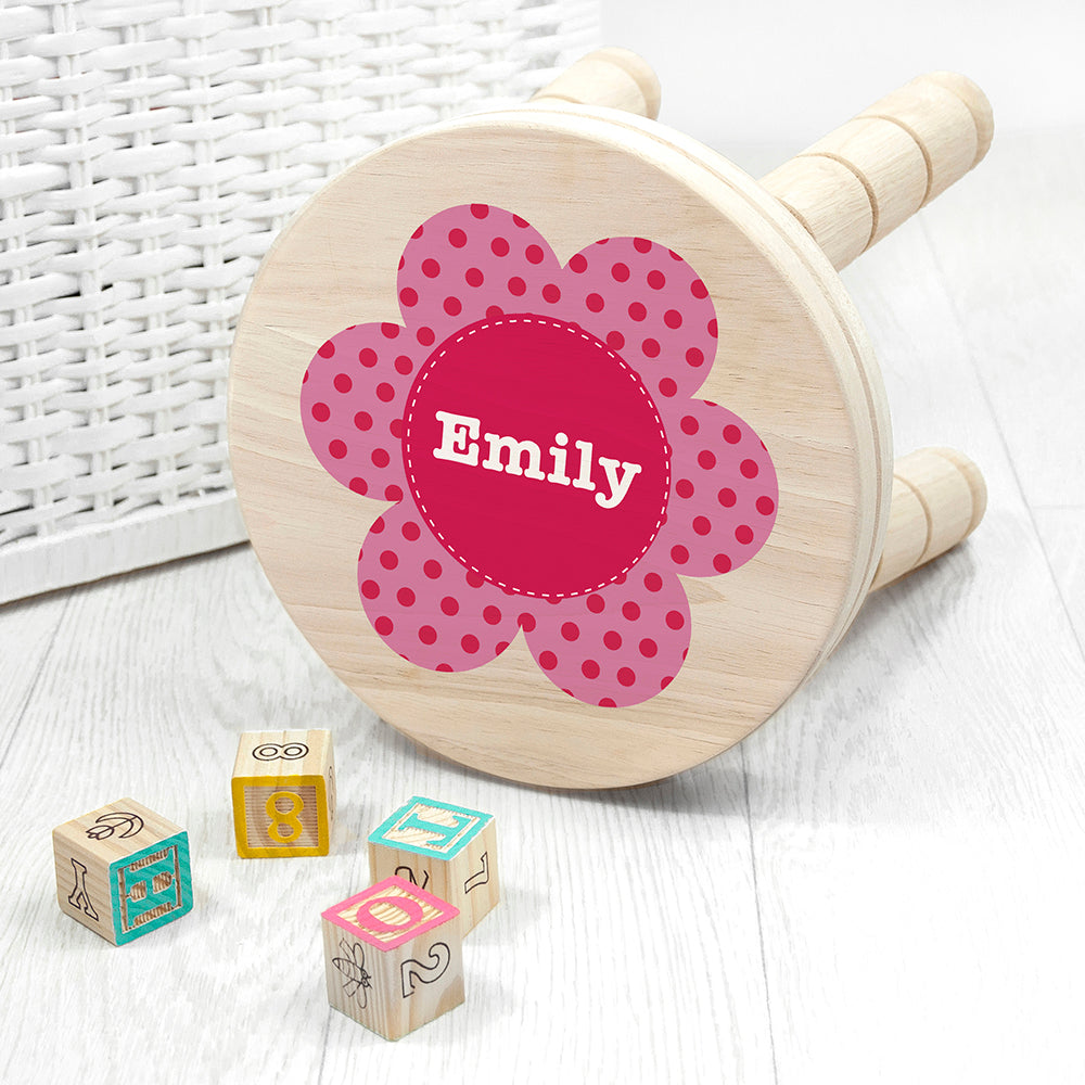 Personalised Kids' Flower Wooden Stool