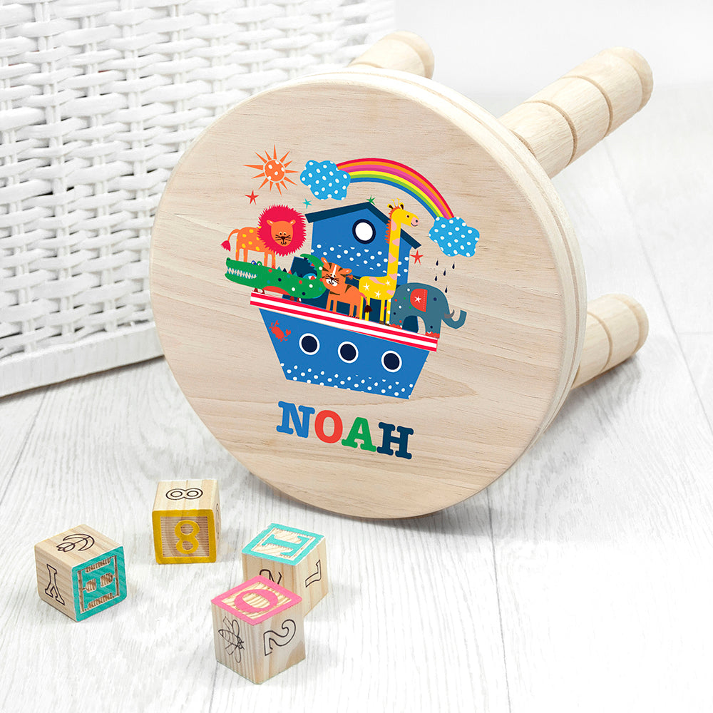 Personalised Noah's Ark Wooden Stool for kids