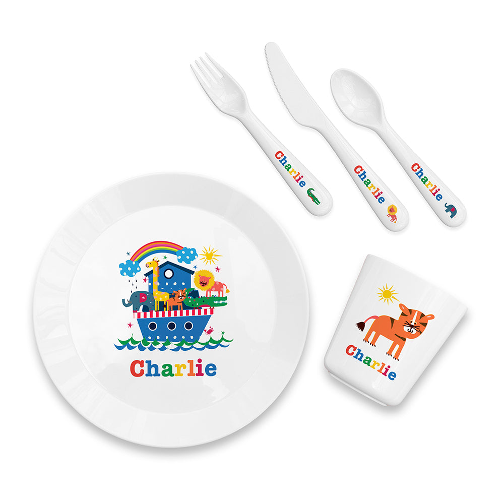 Personalised Noah's Ark Dining Set for Kids