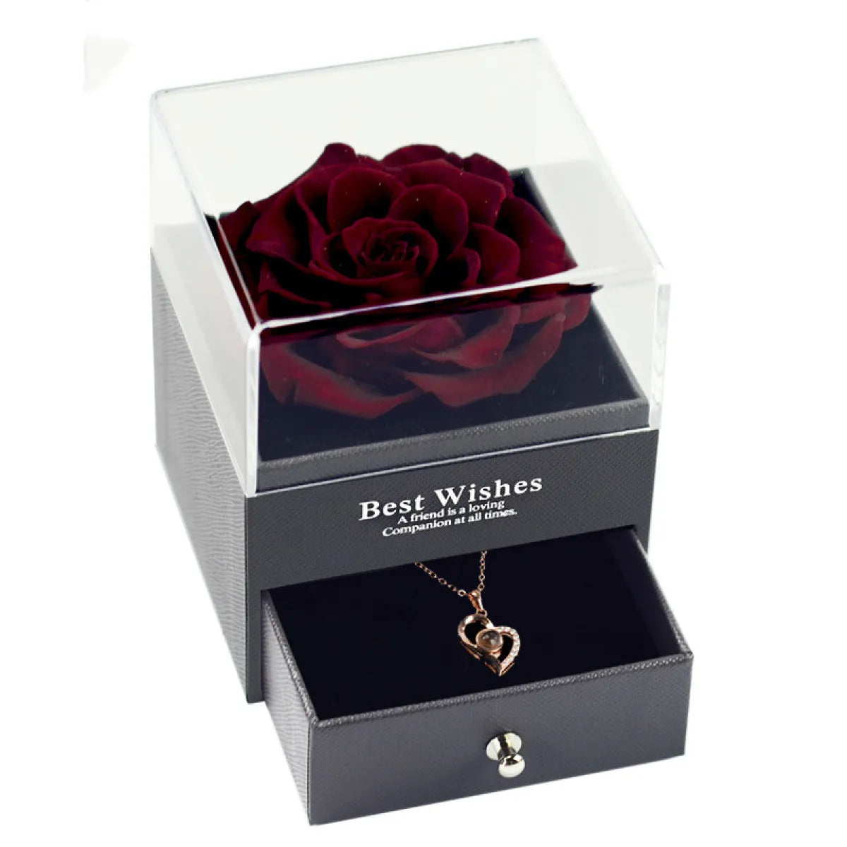 Preserved Rose Jewellery Box and Necklace Set