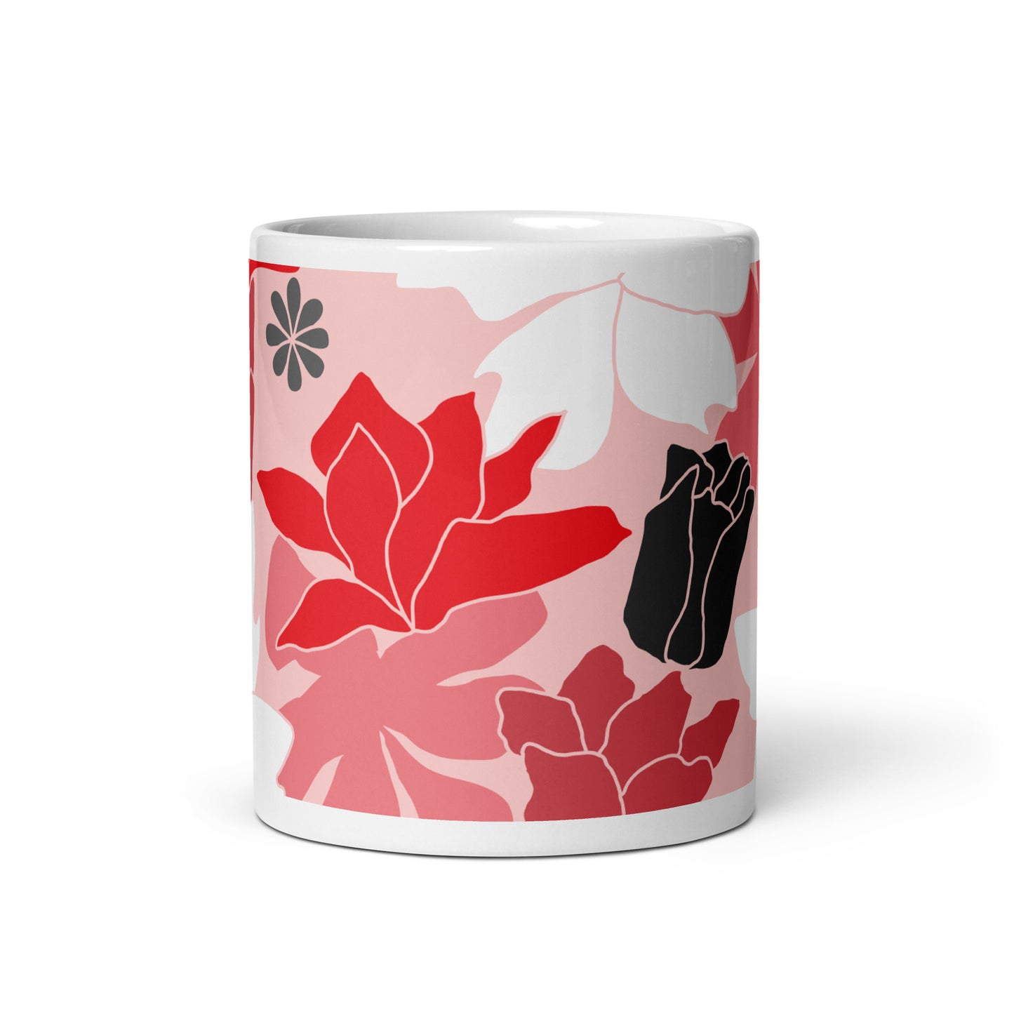 Red Flowers Glossy Mug
