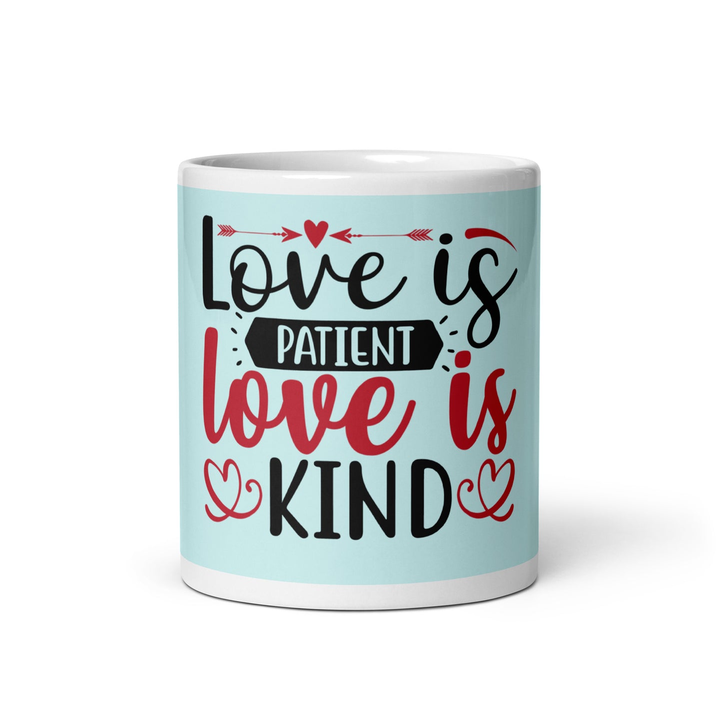 Love is Patient - Blue glossy mug