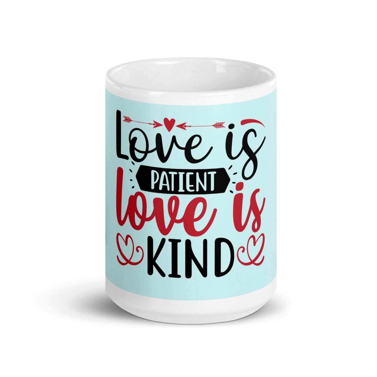 Love is Patient - Blue glossy mug