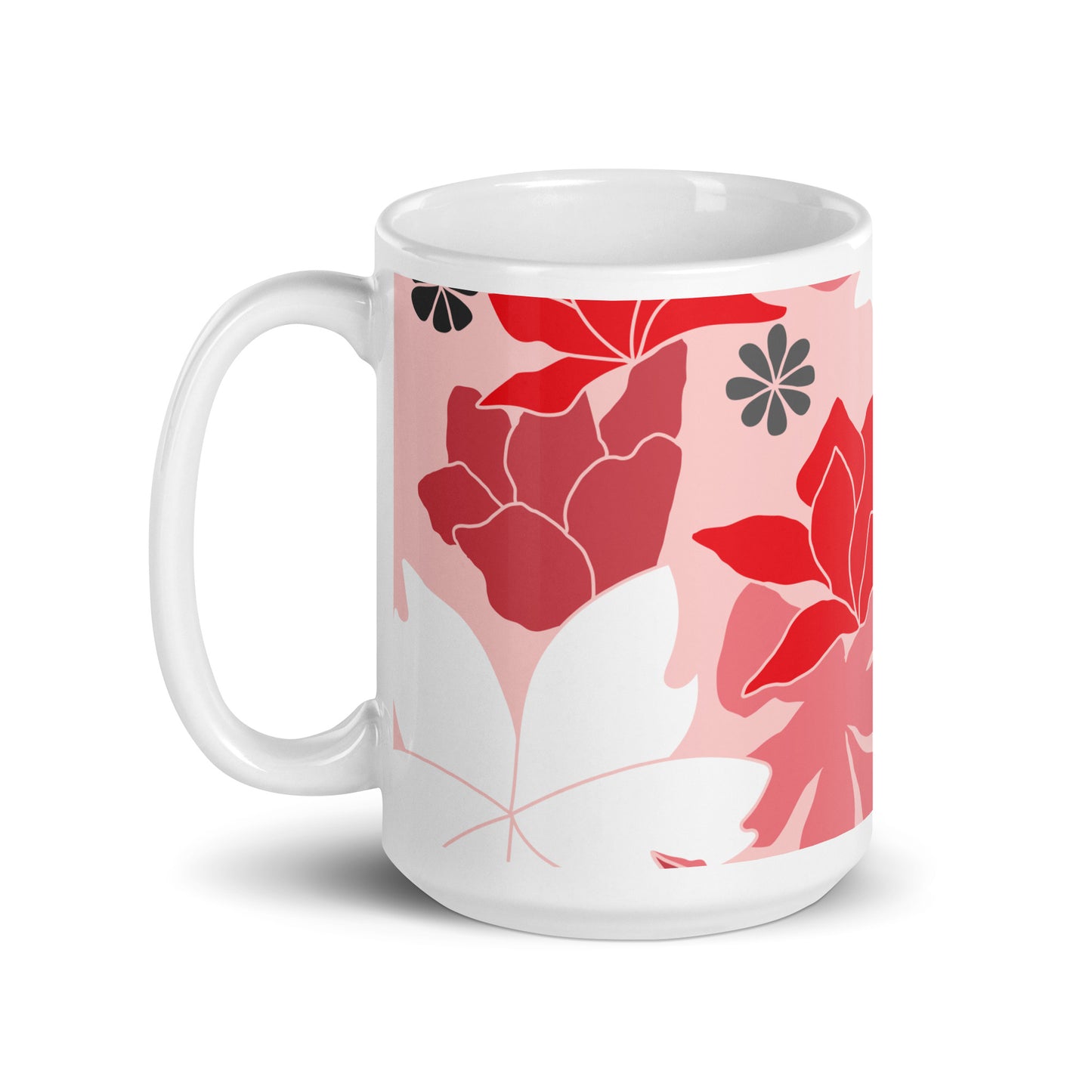 Red Flowers Glossy Mug