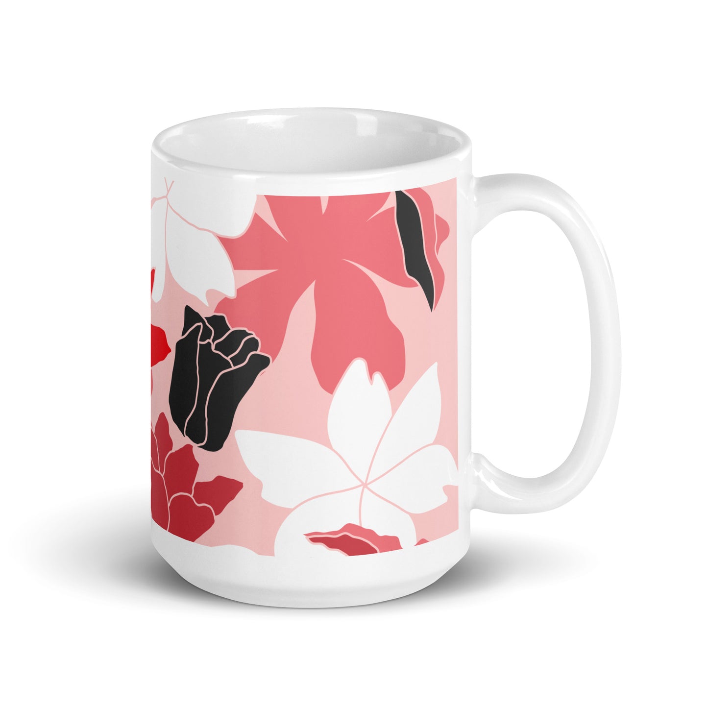 Red Flowers Glossy Mug