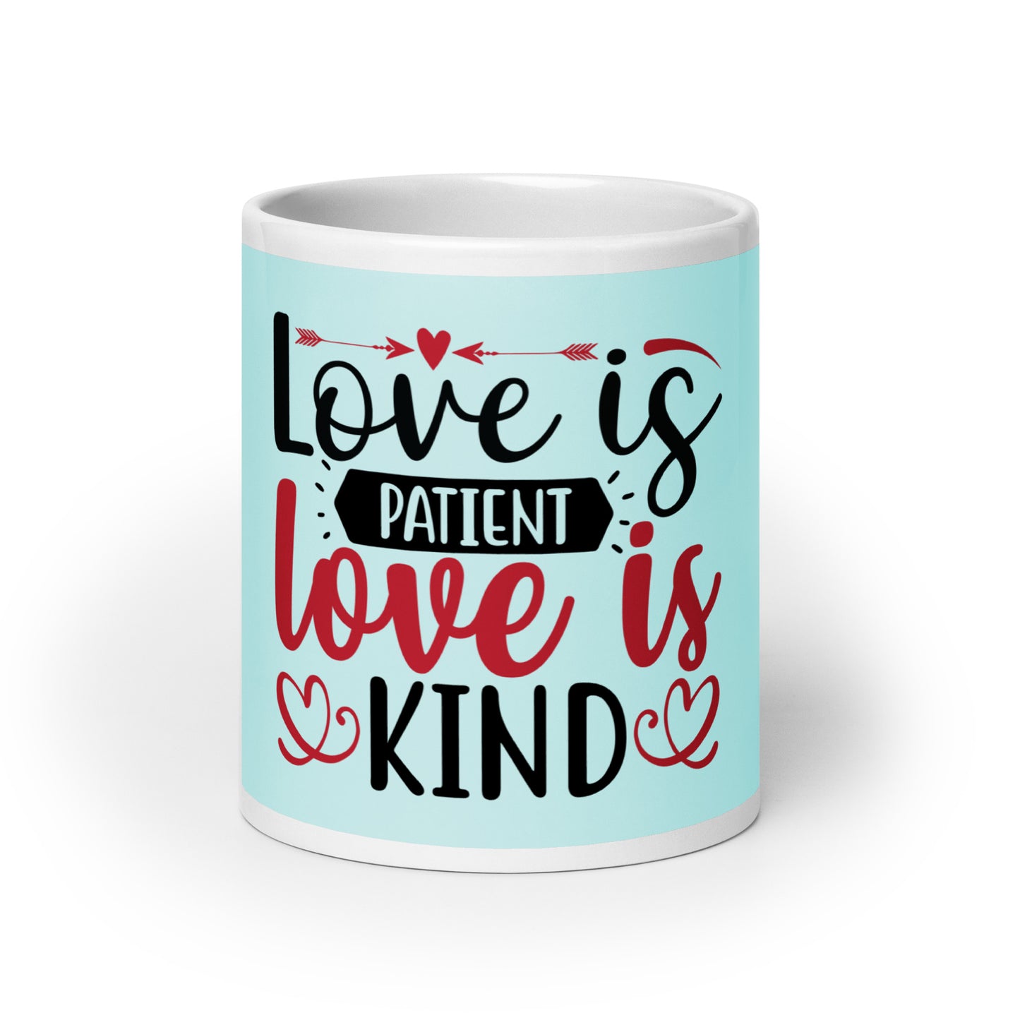 Love is Patient - Blue glossy mug