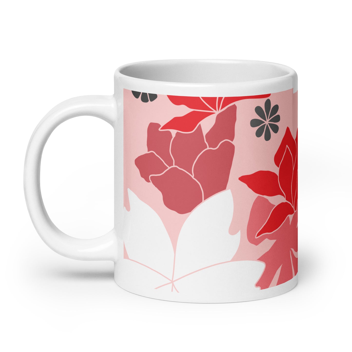 Red Flowers Glossy Mug