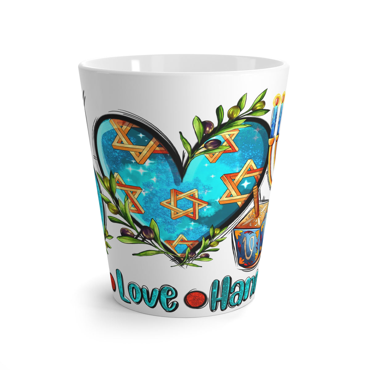 Chanukah Latte Mug Peace Love Hanukkah