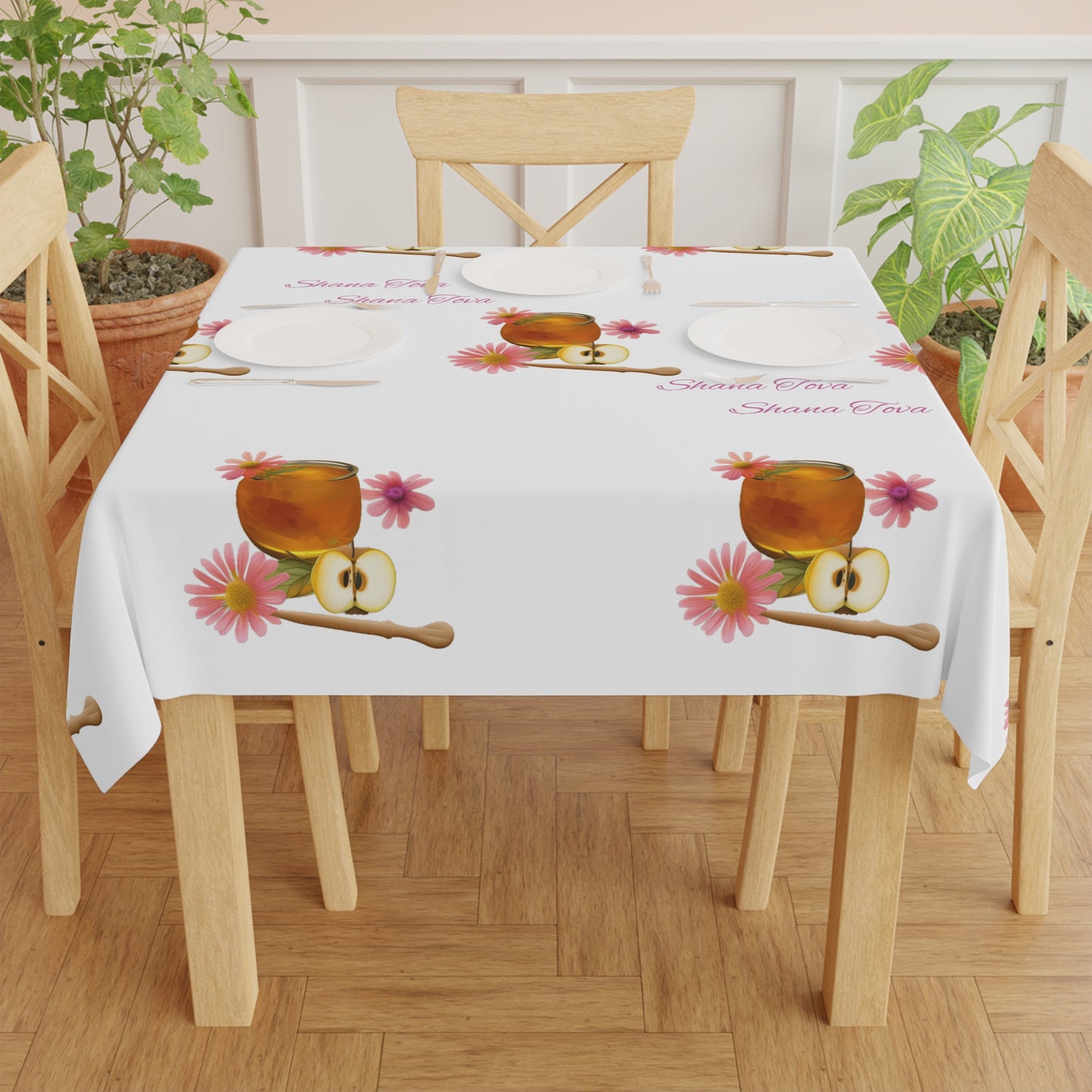 Rosh Hashanah Tablecloth - White