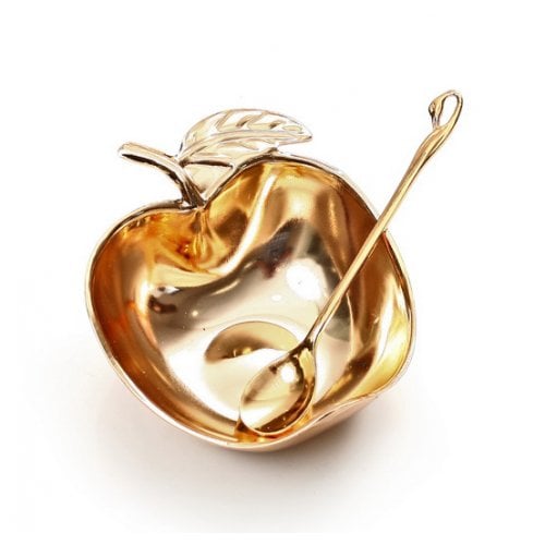 Golden Honey Dish With Spoon