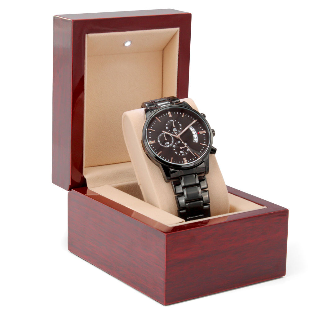 Customisable Engraved Black Chronograph Watch