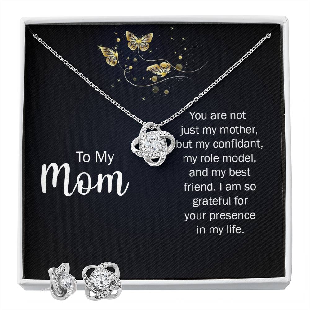To My Mum Love Knot Necklace Earring Set