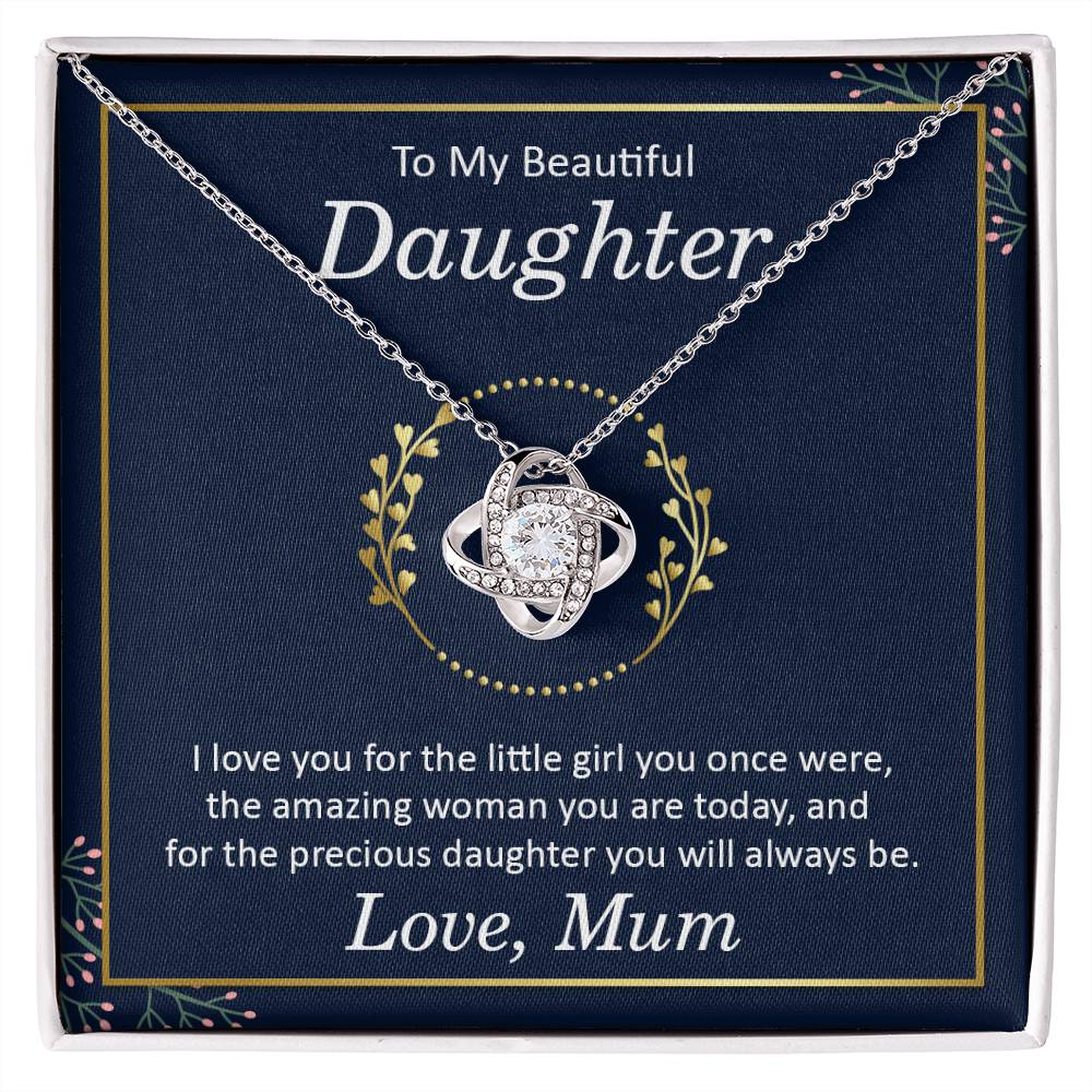 To My Beautiful Daughter Love Knot Necklace