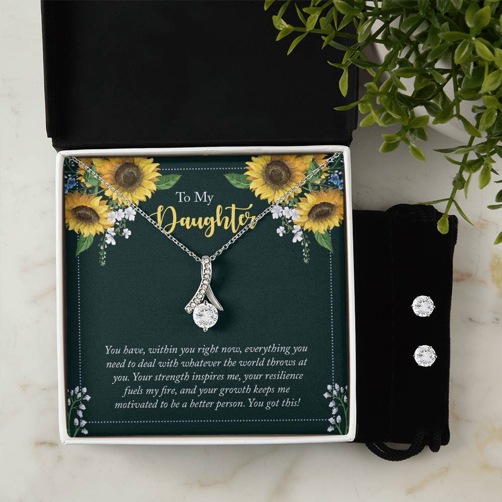 To My Daughter Alluring Beauty Necklace & Earrings