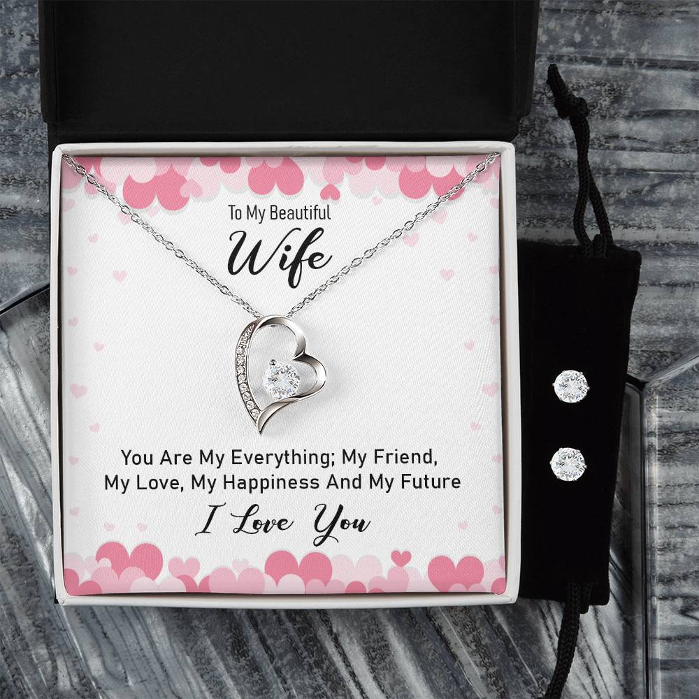 To My Wife - You're My Everything - Forever Love Necklace & Earrings