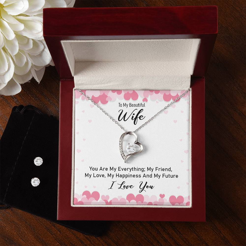 To My Wife - You're My Everything - Forever Love Necklace & Earrings