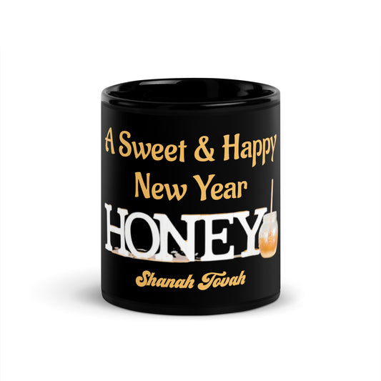 Shanah Tovah Black Glossy Mug