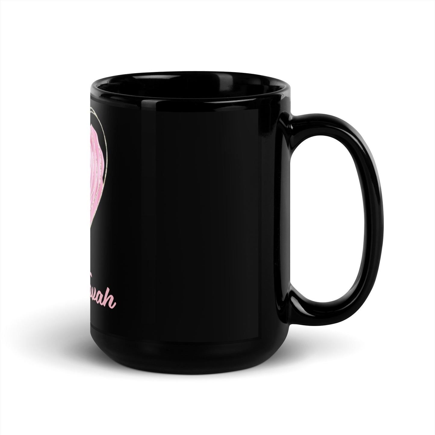 Shanah Tovah Rose Heart Black Glossy Mug