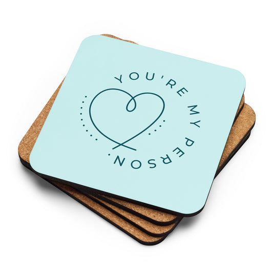 Cork-back coaster - You're My Person, Blue