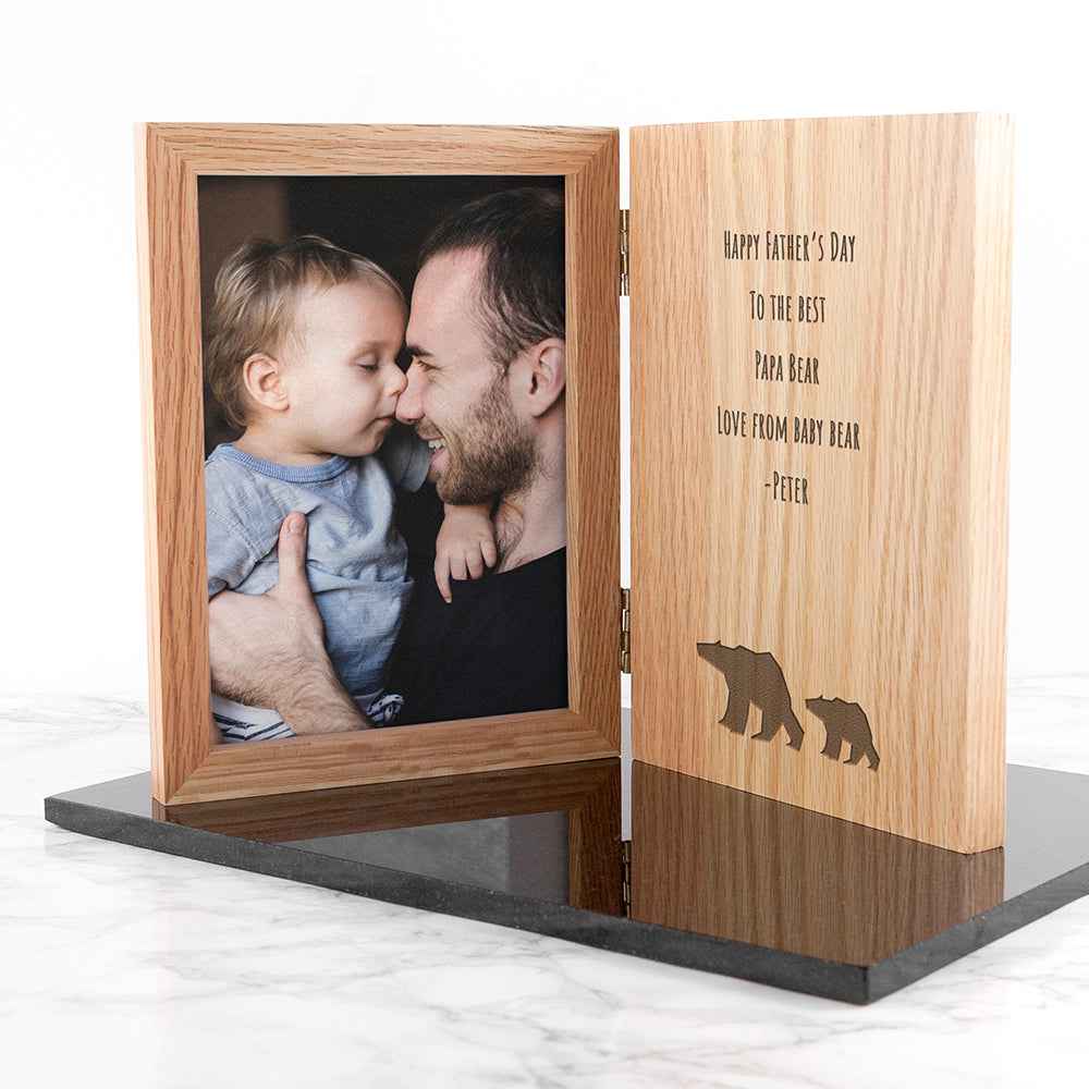 Engraved Father's Day Bear Book Photo Frame